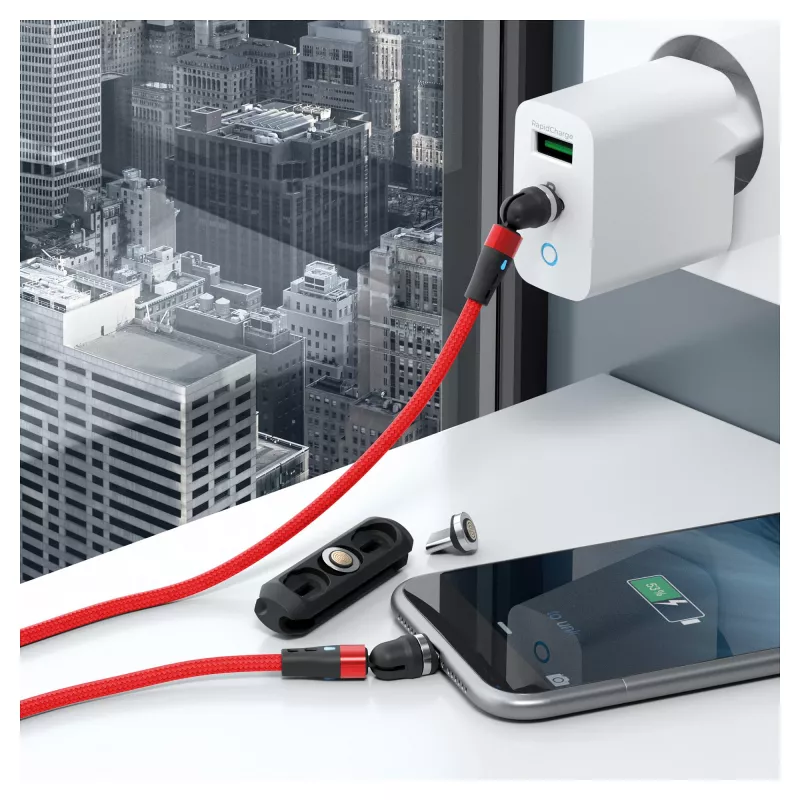Cabo USB RealPower MagneticCharge2 1 m Vermelho Carregamento rápido Transferência de dados