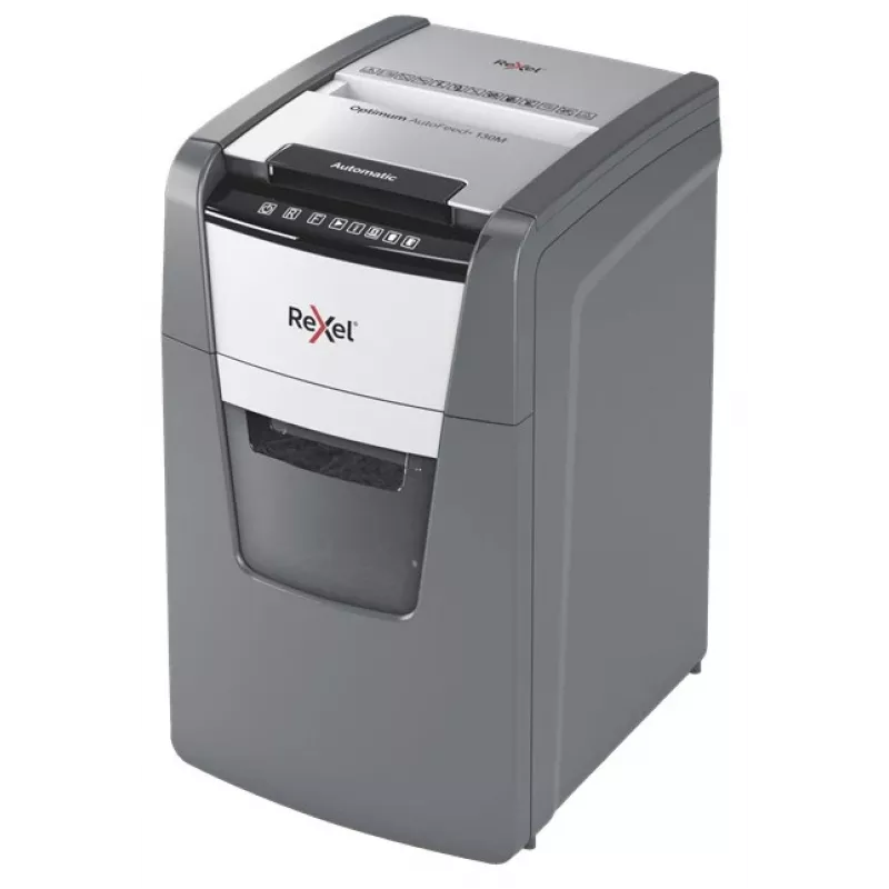 Rexel Optimum AutoFeed+ 130M destruidora de papel, microcorte 2 x 15 mm, P-5, 130 folhas, depósito de 44 l
