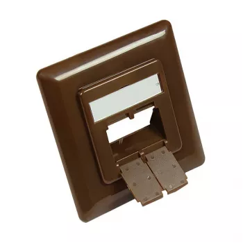 Peça central 50x50 mm incl. moldura de cobertura 80x80 mm para tomadas de rede, castanho-nogueira RAL8011, Good Connections (GC-N0056)