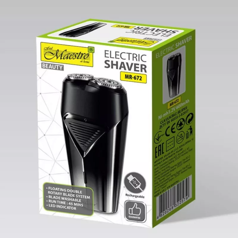 Máquina de barbear elétrica Maestro MR-672 USB recarregável à prova de água – máquina de lâmina para viagem