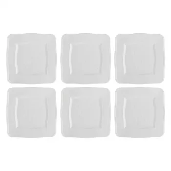 Conjunto de pratos quadrados LA PORCELLANA BIANCA P003800120 — 6 peças, branco, 20 cm