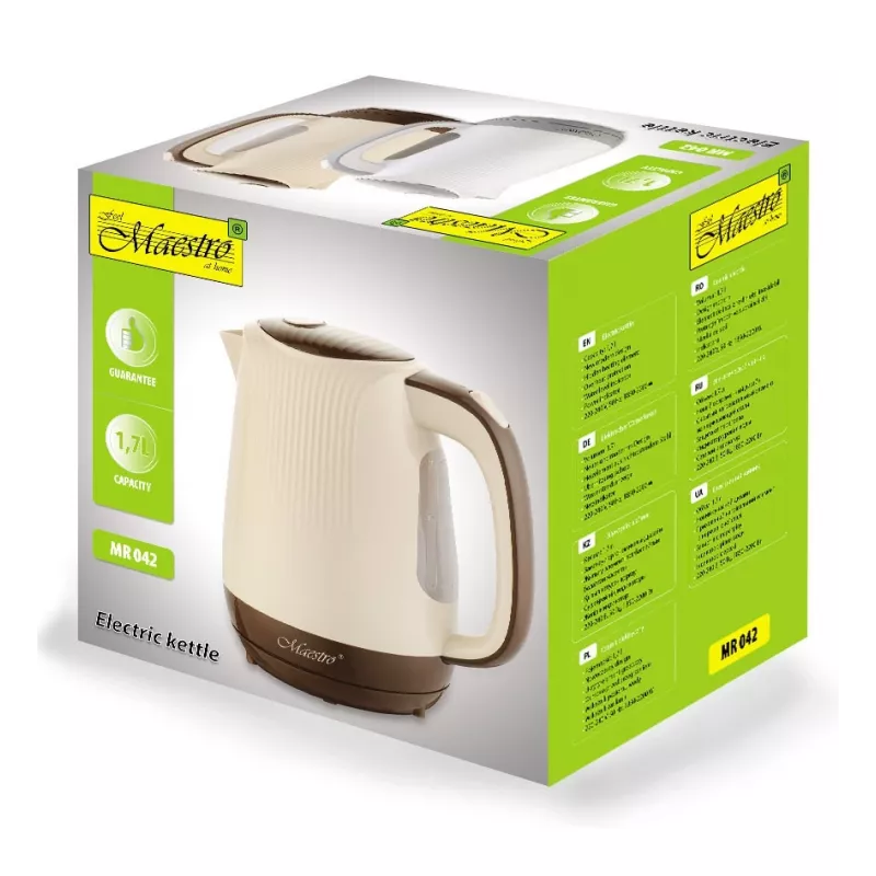 Feel-Maestro MR042 chaleira branca 1,7 L Cinzento, Branco 2200 W