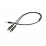Adaptador de áudio Gembird CCA-417M, macho de 3,5 mm de 4 pinos para 2x fêmea de 3,5 mm, 0,2 m, preto