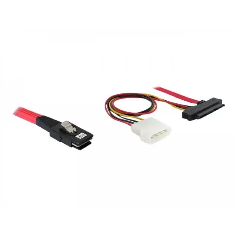 DeLOCK - Cabo SAS interno (Serial Attached SCSI) - 4-Lane - 36 pinos 4i Mini MultiLane - Alimentação interna, 4 pinos, SAS interno, 29 pinos (SFF-8482) - 50 cm (83059)