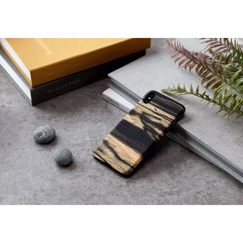 Capa para telemóvel man and wood para iPhone XS Max – tom de ébano branco preto