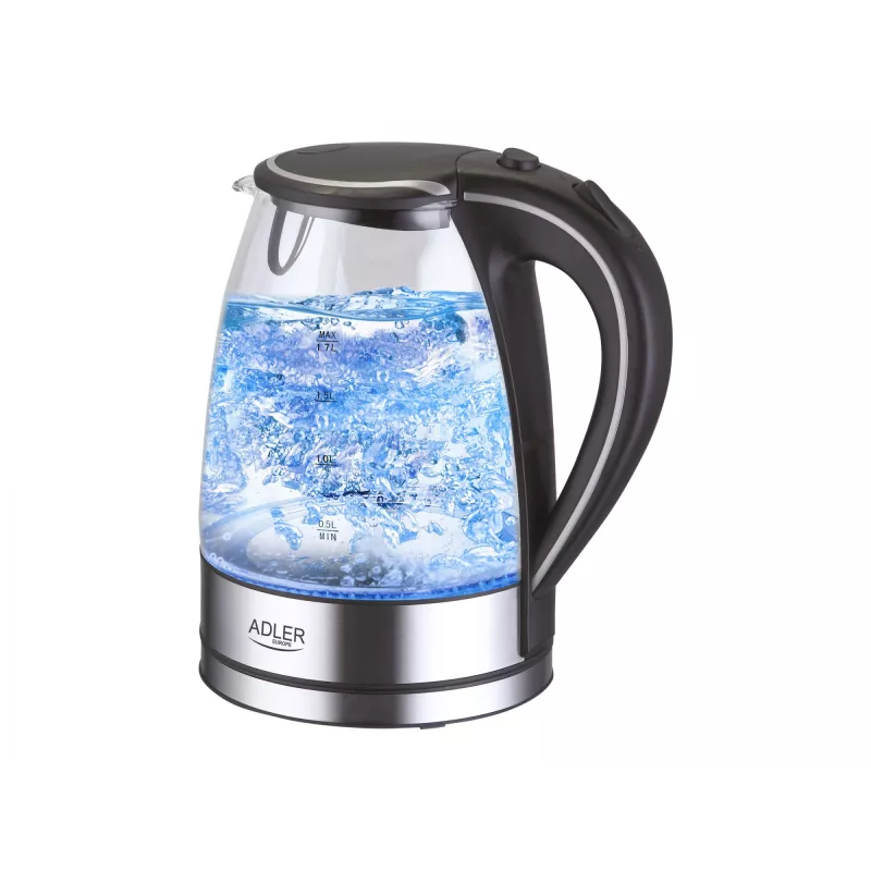 Chaleira elétrica Adler AD 1225 1,7 L preto, aço inoxidável, transparente 2200 W