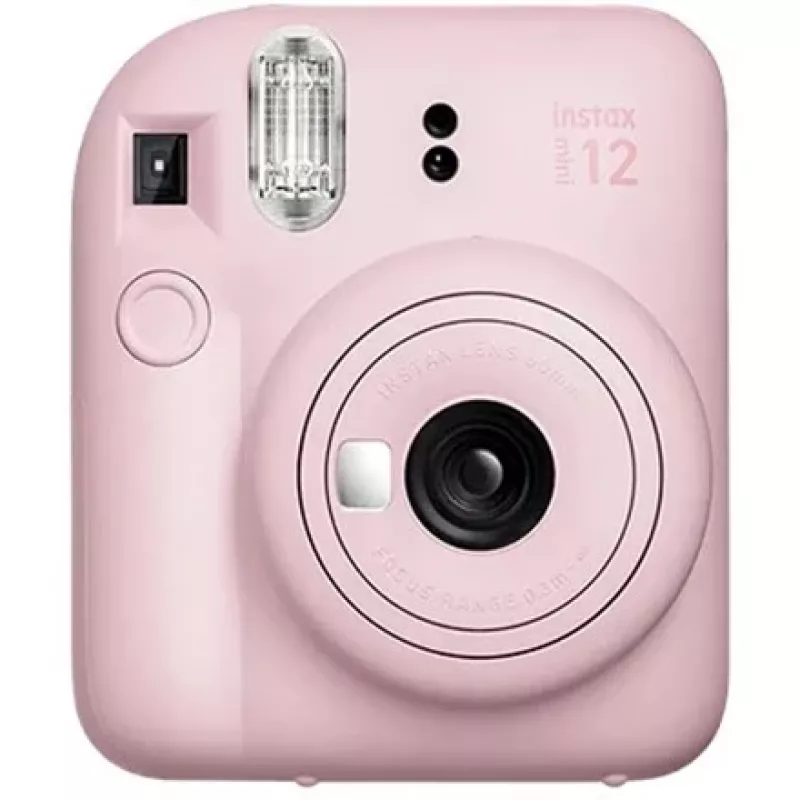 Máquina fotográfica instantânea Fujifilm Instax Mini 12 rosa — imagem 86×54 mm, filme 62×46 mm, distância focal 60 mm