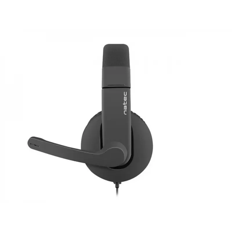 Headset binaural com fios NATEC Rhea com microfone de arco, conectores de 3,5 mm, cabo de 2,2 m, impedância de 32 Ω