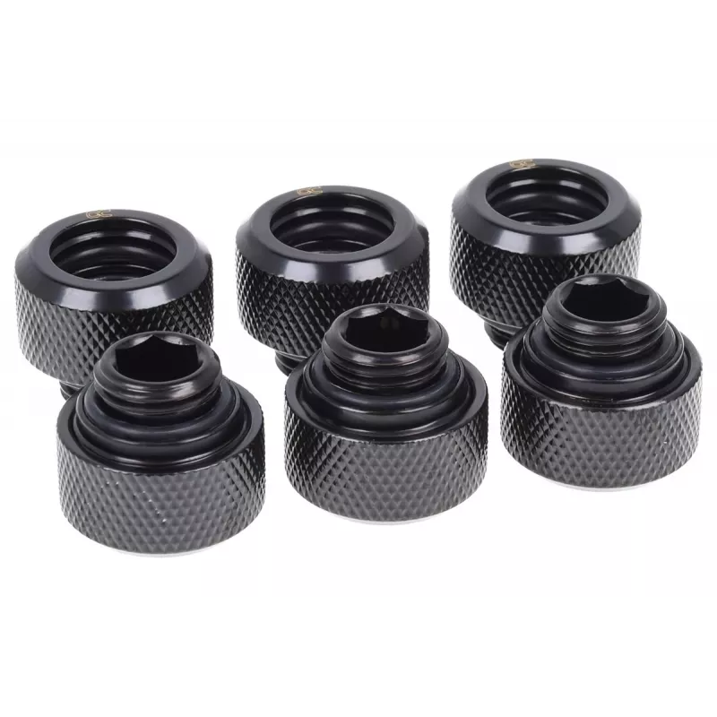 Alphacool 17377 Eiszapfen conector para tubo rígido de 13 mm G1/4, 6 unid., preto