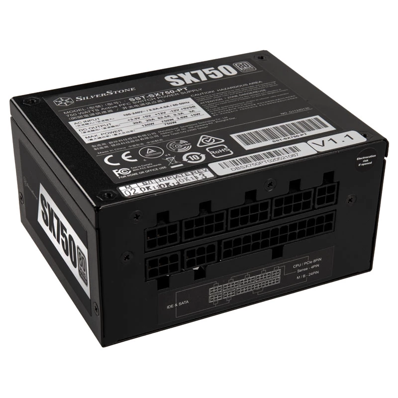 Fonte de alimentação SILVERSTONE SX750 Platinum 750W 80 Plus Platinum, formato SFX-L
