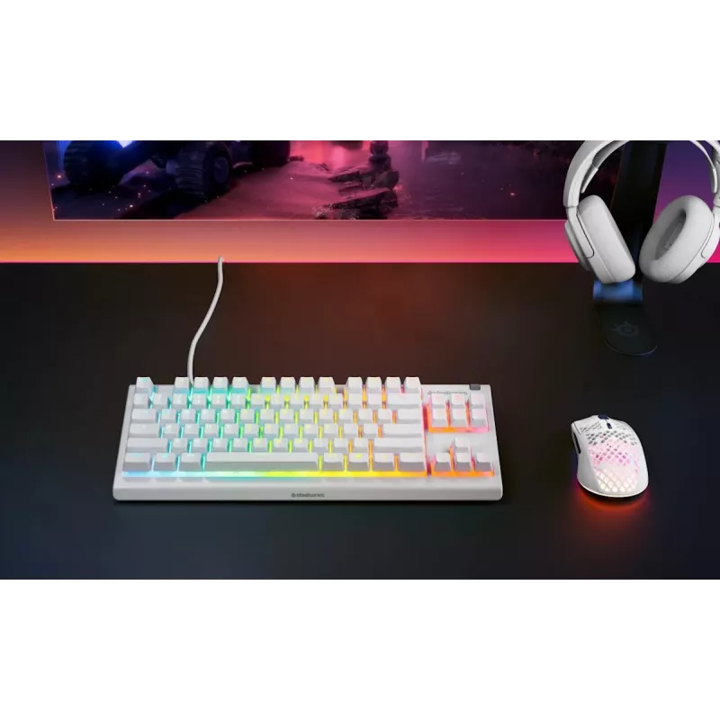 Teclado SteelSeries Apex 3 TKL US, branco