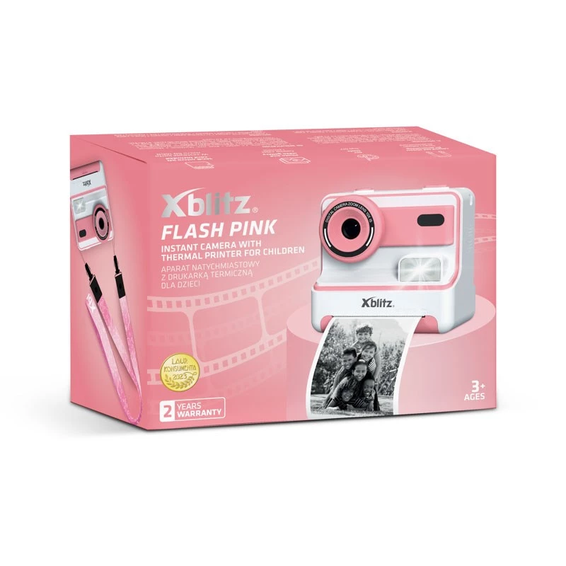 Xblitz FLASH PINK Câmara instantânea com impressora térmica para crianças