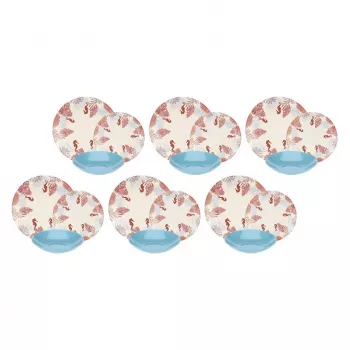 Serviço de mesa Rose&Tulipani R18400TA18 para 6 pessoas, conjunto de porcelana de 18 peças