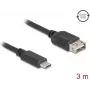 Cabo USB 2.0 DELOCK 81538 — USB-C para USB-A, 3 m, preto