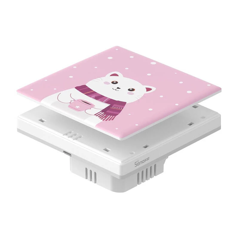 Cobertura decorativa Sonoff T5-1C-86-cartoon para interruptor tátil — moldura simples 86x86 mm painel