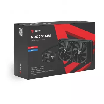 Kit de refrigeração líquida SAVIO NOX 240 mm – radiador de 240 mm, 2 ventoinhas de 120 mm, radiador de alumínio, base de cobre, compatível com LGA 2011/2011-v3/2066/1200/115x/775