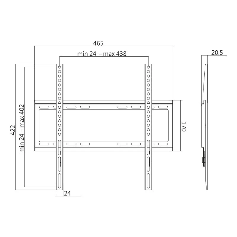 Suporte de parede para TV LogiLink BP0036 139,7 cm (55
