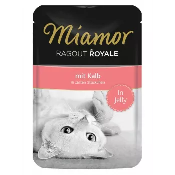 Comida húmida para gatos Miamor Ragout Royale em geleia 100 g — vitela, gatos adultos, lata