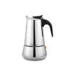 Cafeteira moka Maestro MR-1660 0,2 L cafeteira de espresso em aço inoxidável, 4 chávenas, pega preta
