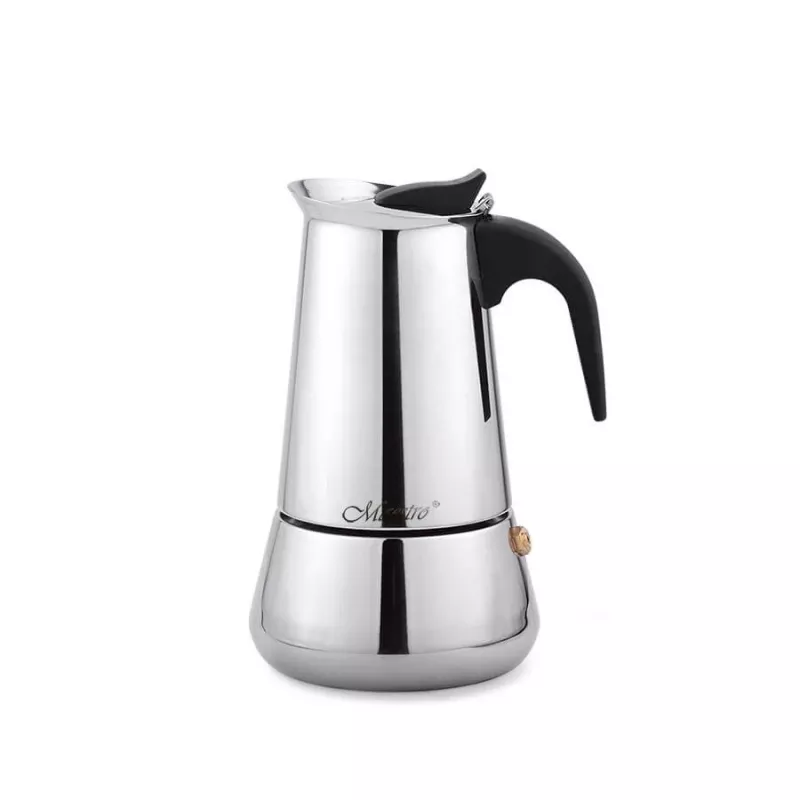 Cafeteira moka Maestro MR-1660 0,2 L cafeteira de espresso em aço inoxidável, 4 chávenas, pega preta