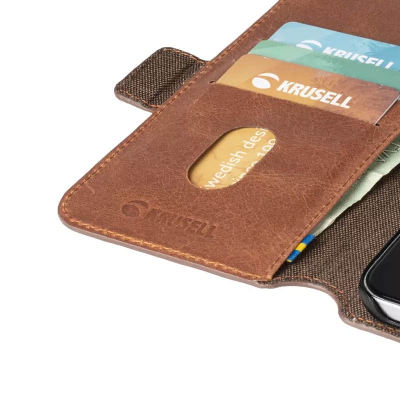 PhoneWallet Krusell para Samsung Galaxy S21+ vintage cognac — capa de telemóvel com carteira
