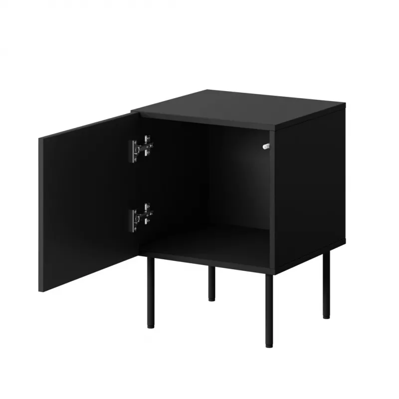 Conjunto de mesas de cabeceira 2 unid. cama meble PALAZZO 44,5×40×59 cm preto e carvalho craft — 1 porta, laminado mate, pernas metálicas