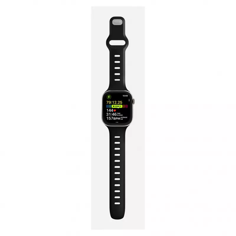 Pulseira para relógio Nomad Tempo Band preta borracha, 18 mm de largura, compatível com pulsos 135–175 mm