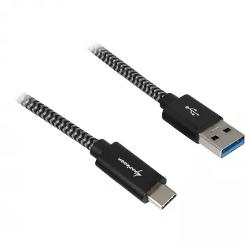 Cabo USB 3.2 Gen 2, ficha USB-A > ficha USB-C (preto/cinzento, 0,5 metros, com manga)