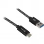 Cabo USB 3.2 Gen 2, ficha USB-A > ficha USB-C (preto/cinzento, 0,5 metros, com manga)