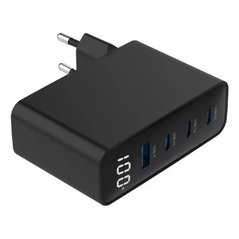Carregador Gembird TA-UC-PDQC100LCD-01-BK para dispositivos móveis, portátil, smartphone, preto, carregamento rápido AC, interior