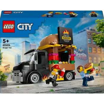 LEGO City Carrinha de Hambúrgueres Food Truck Brinquedo para rapazes e raparigas a partir de 5 anos, veículo de construção, conjunto de cozinha com minifigura de vendedor e acessórios