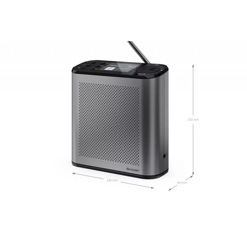 Rádio digital portátil Sharp DR-P530 (OSAKA) com porta USB, Bluetooth e receção FM
