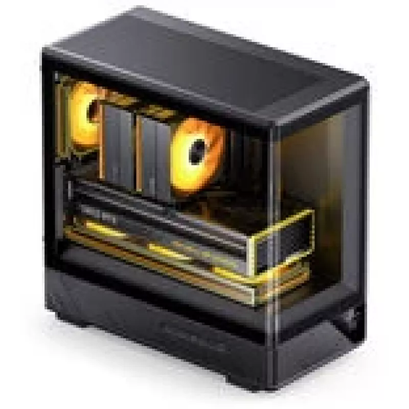 Caixa de computador Jonsbo D200 midi-tower mATX vidro temperado mini ecrã de temperatura preto
