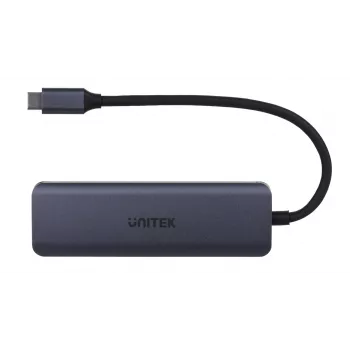 Hub USB UNITEK uHUB Q4 Type-C 5000 Mbit/s cinzento