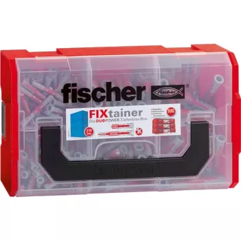 Fischer FIXtainer -DUOPOWER curto / longo - buchas - cinzento-claro / vermelho - 210 peças