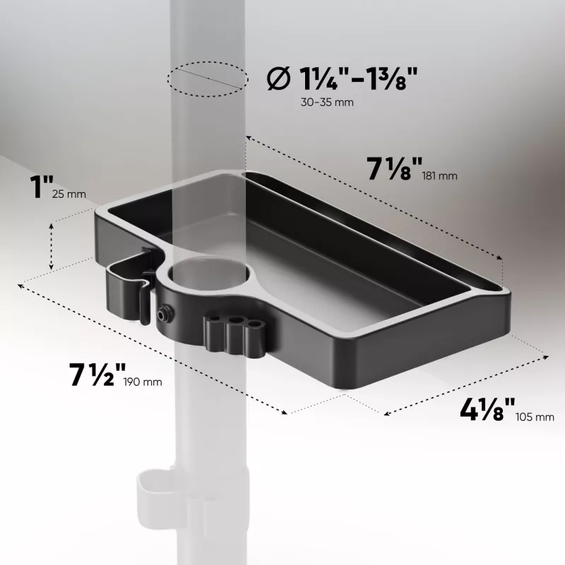 Prateleira ONKRON A35, plástico ABS preto, 190×105 mm, 160 g