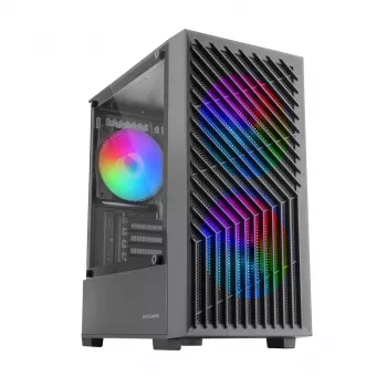 Caixa de PC TACENS Mars Gaming MC-VORTEX Mini Tower Mini-ITX/Micro-ATX Vidro Temperado Preto, 3x120mm, GPU de 27,3 cm, dissipador de CPU de 162 mm