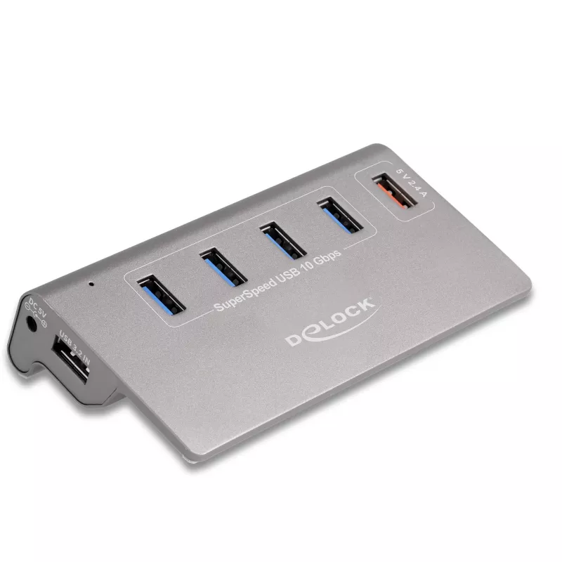 Hub USB DeLOCK 10 Gbit/s 4 portas Type-A 1 porta de carregamento rápido