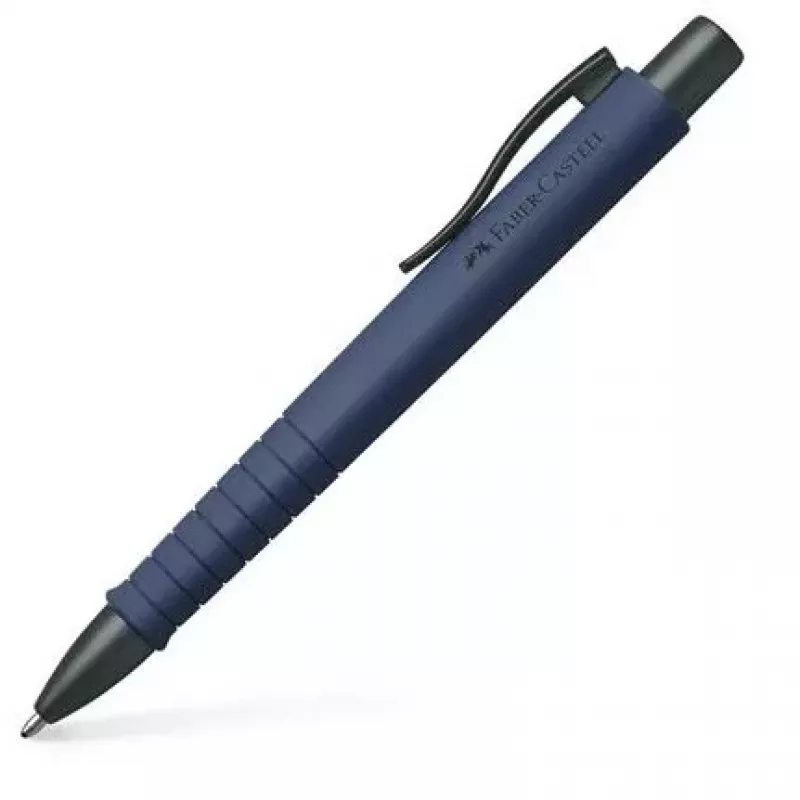 Esferográfica a.w. faber-castell 241189 — clip-on retrátil, tinta azul, ponta extra larga, corpo azul-marinho, 1 unid.