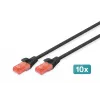 Cabo de rede Digitus CAT 6 U/UTP 0,5m RJ-45 preto