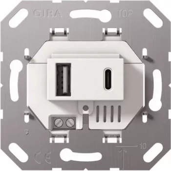 Fonte de alimentação USB Gira 2f Type-A/C módulo branco 234900 (234900)