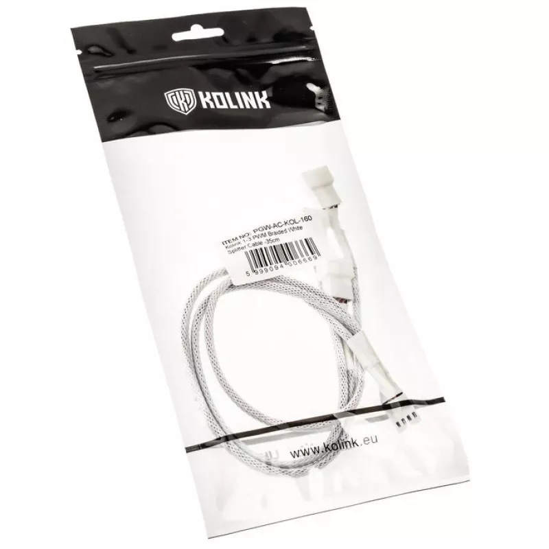 Kolink PGW-AC-KOL-160 cabo divisor PWM para ventoinhas 1 para 3, 35 cm, entrançado, branco