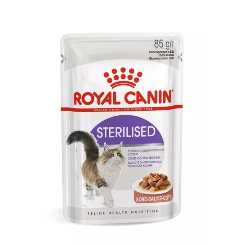 ROYAL CANIN FHN Sterilised in Soße – Comida húmida para gatos adultos – 12x85g