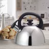 Chaleira Maestro MR1302 aço inoxidável 2,5 L, adequada para indução, apito com tampa articulada, pega preta