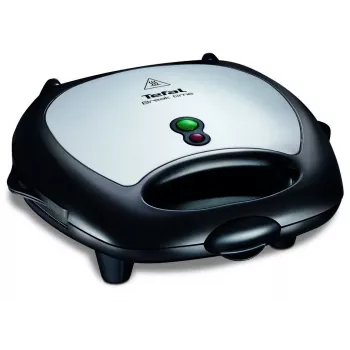 Máquina de sanduíches Tefal Break Time SW6148 — 2 sanduíches, placas antiaderentes removíveis, arrumação de cabo, preto/cinzento