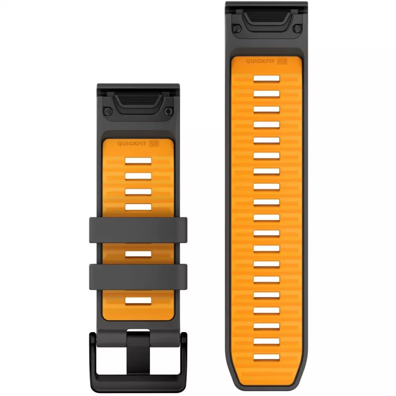 Pulseira Garmin QuickFit 26 mm silicone graphite/Spark Orange (010-13393-05)