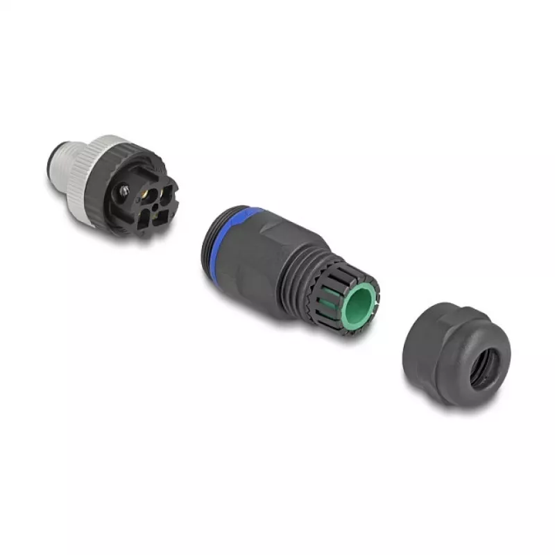 Conector DeLOCK M12 codificação A 4 pinos macho ligação por parafuso 60533