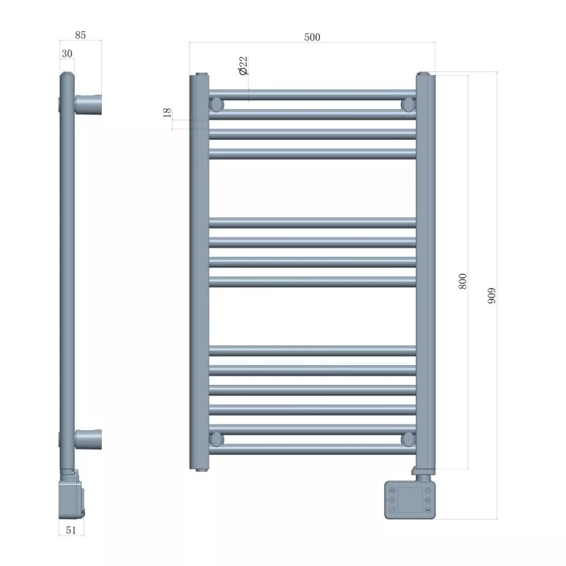 Aquecedor de casa de banho elétrico Adler AD 7824 600 W, branco, IP24, para montagem na parede, 500×900 mm