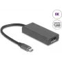 DELOCK 64316 Adaptador de cabo de vídeo USB Type-C para HDMI + DisplayPort, 0,15 m, alumínio, cinzento