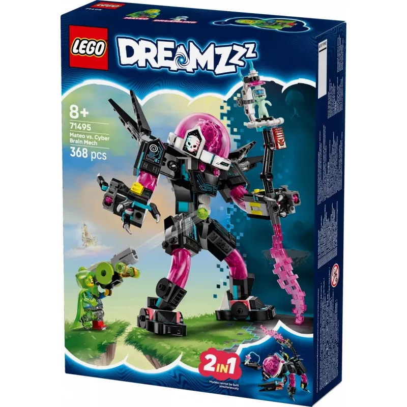 Brinquedo de construção LEGO 71495 Mateo vs. Mech Cyberbrain – conjunto de brincar com minifiguras e mech para construir